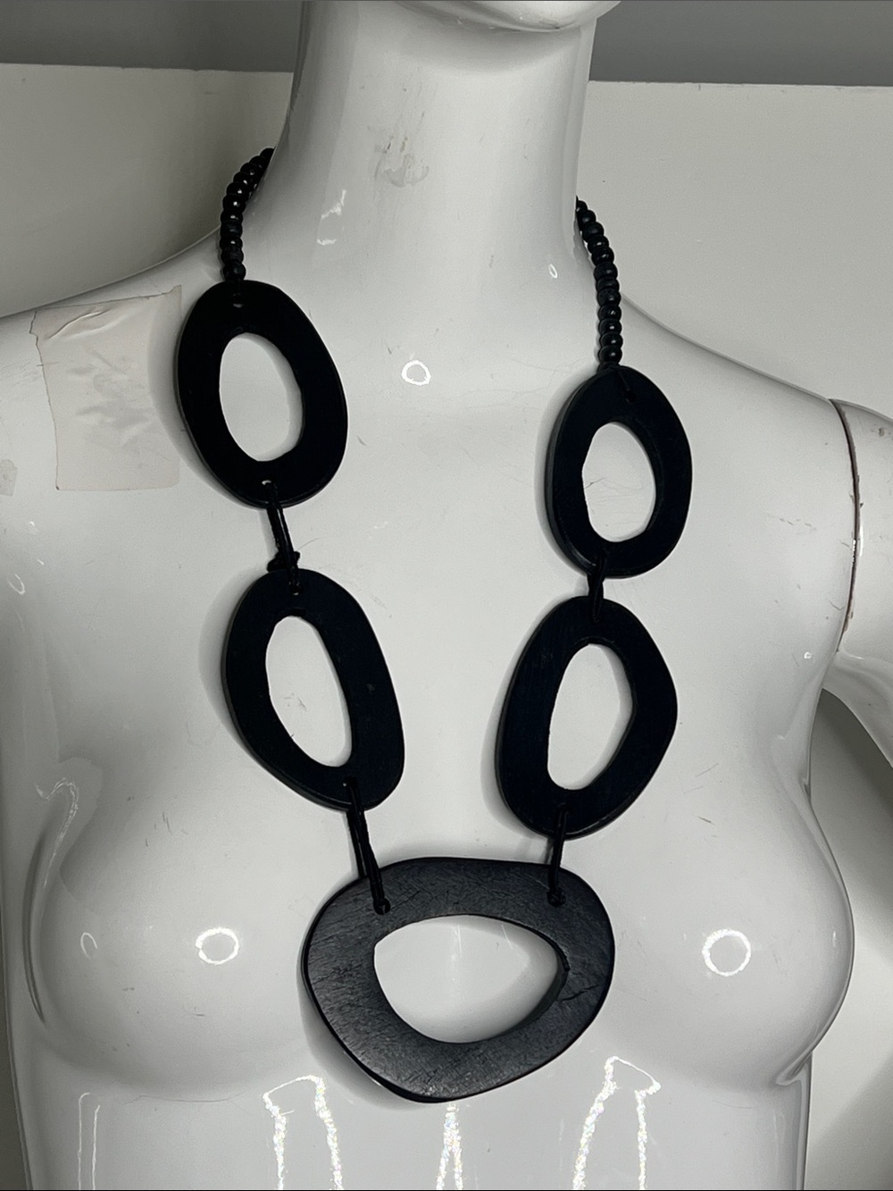 Black Espresso Wood 28” with 3”
Extender Large Modern Necklace